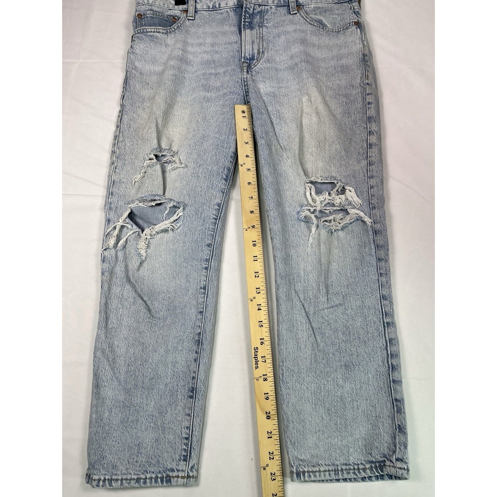 GAP Sz 10 30 Universal Slim Boyfriend Jeans Distressed Light Quincy Blue Stretch - Picture 4 of 10